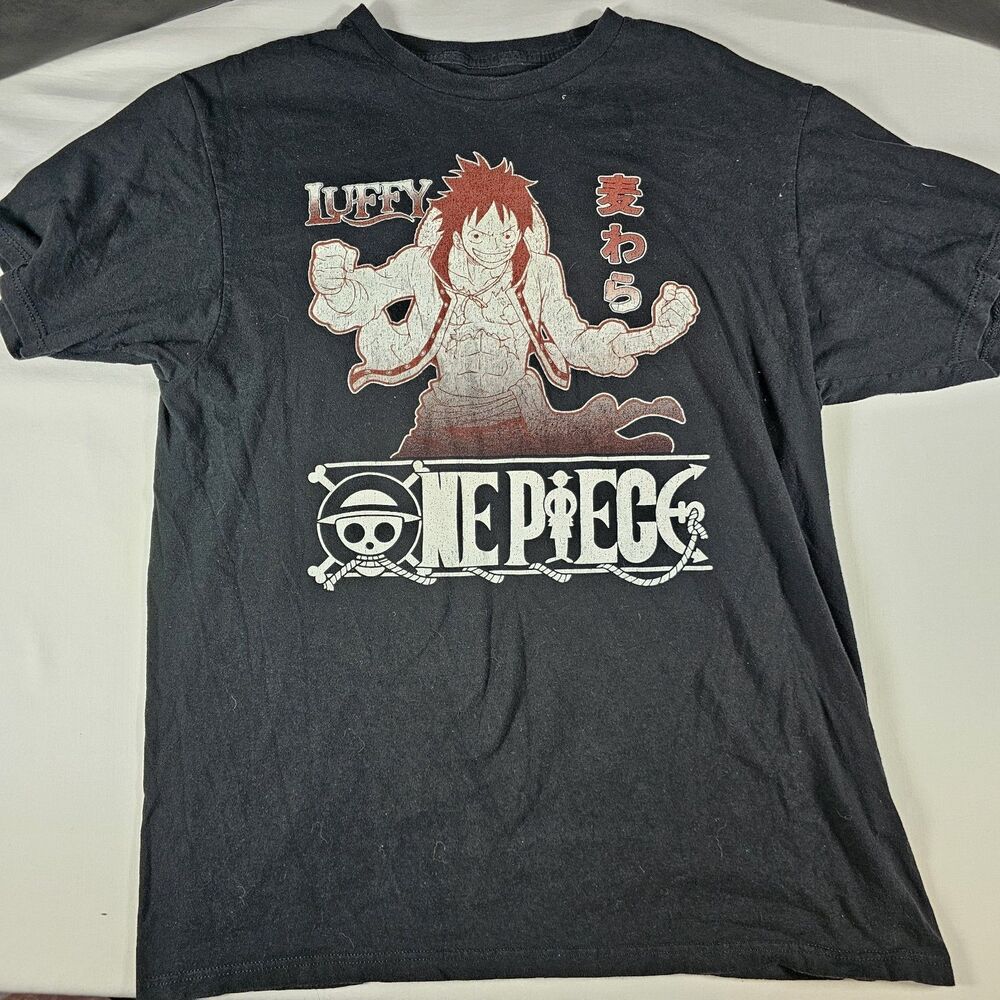 One Piece Luffy Anime Graphic T Shirt Black Adult Large Ripple Junction Manga